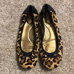 Me too leopard faux fur ballet flats